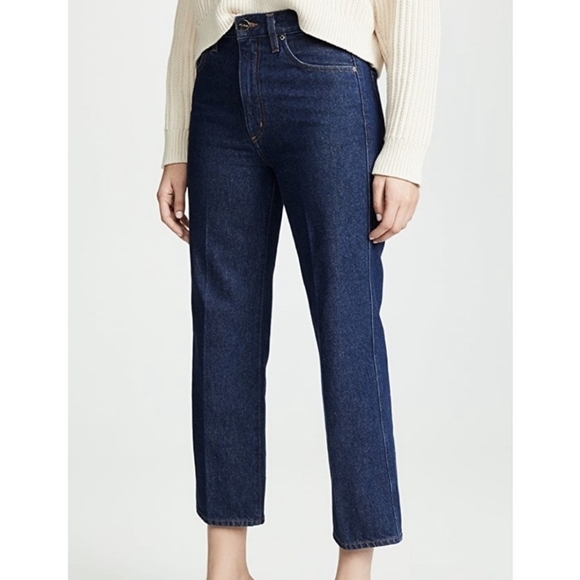 New Goldsign The Cropped A Jean High Rise Burn Denim Jeans NWT Size 28 - Picture 1 of 14